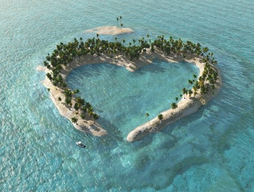 Palm Island in shape of heart